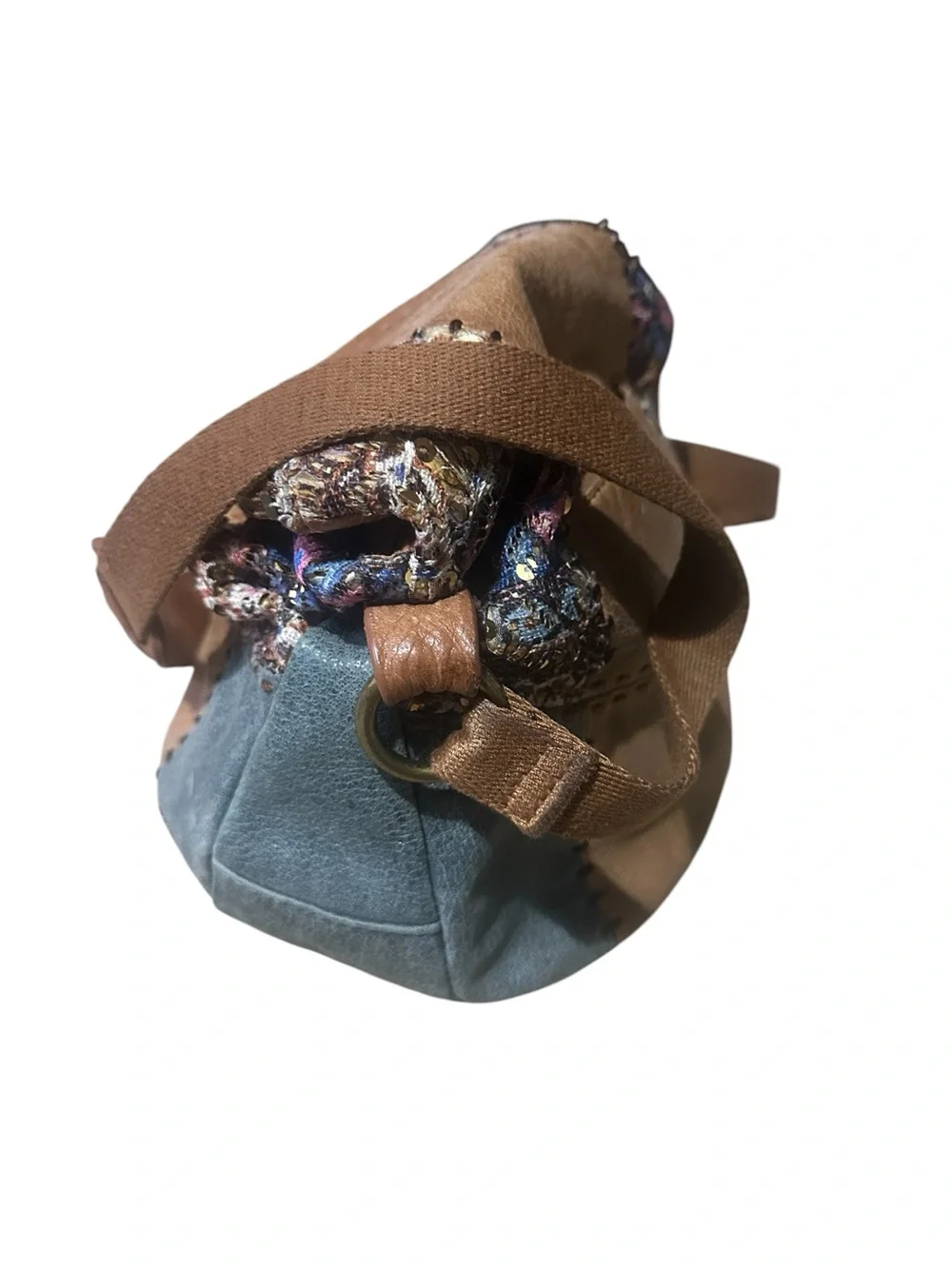 The Sak Deena Vintage Hobo Crossbody Shoulder Bag Distressed Boho Patchwork